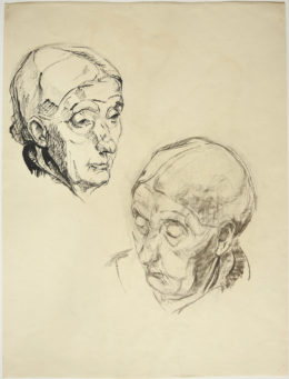 Kopf einer alten Frau,nach rechts und nach links gedreht