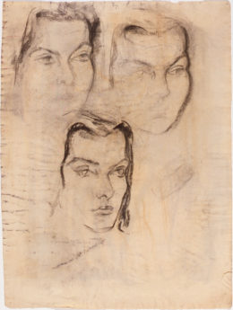 3 Portraitstudien eines Frauenkopfes