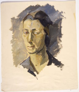 Kopf einer bleichen Frau, Blick nach rechts
