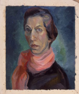 Frau mit rotem Halstuch, Fräulein F.