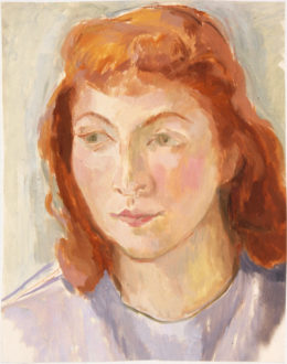 Kopf einer rothaarigen, jungen Frau