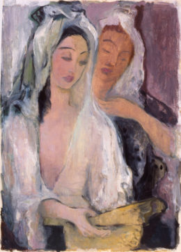 Zwei Spanierinnen mit weißer Mantilla