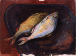 Zwei Fische auf einer Platte