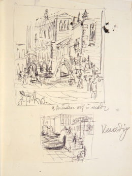 Venedig , 2 Ansichten (Studienblatt)