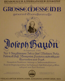 Plakat für große Messe in B von Joseph Haydn